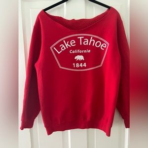Lake Tahoe Pullover Sweatshirt, Cut Out Neck, M